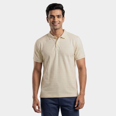 Men's Beige Polo Neck Classic T-Shirt