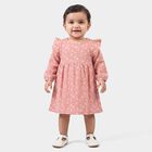 Infants' Pink Heart Printed Fit and Flare Frock, Light Pink, small