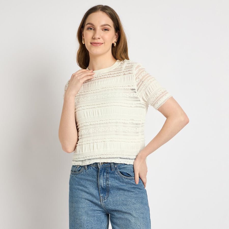 Ladies'  Crop  Top, ऑफ व्हाइट, large