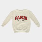 Boys' Grey Round Neck Graphic Pullover Sweatshirt, मिश्रित हल्का ग्रे, small