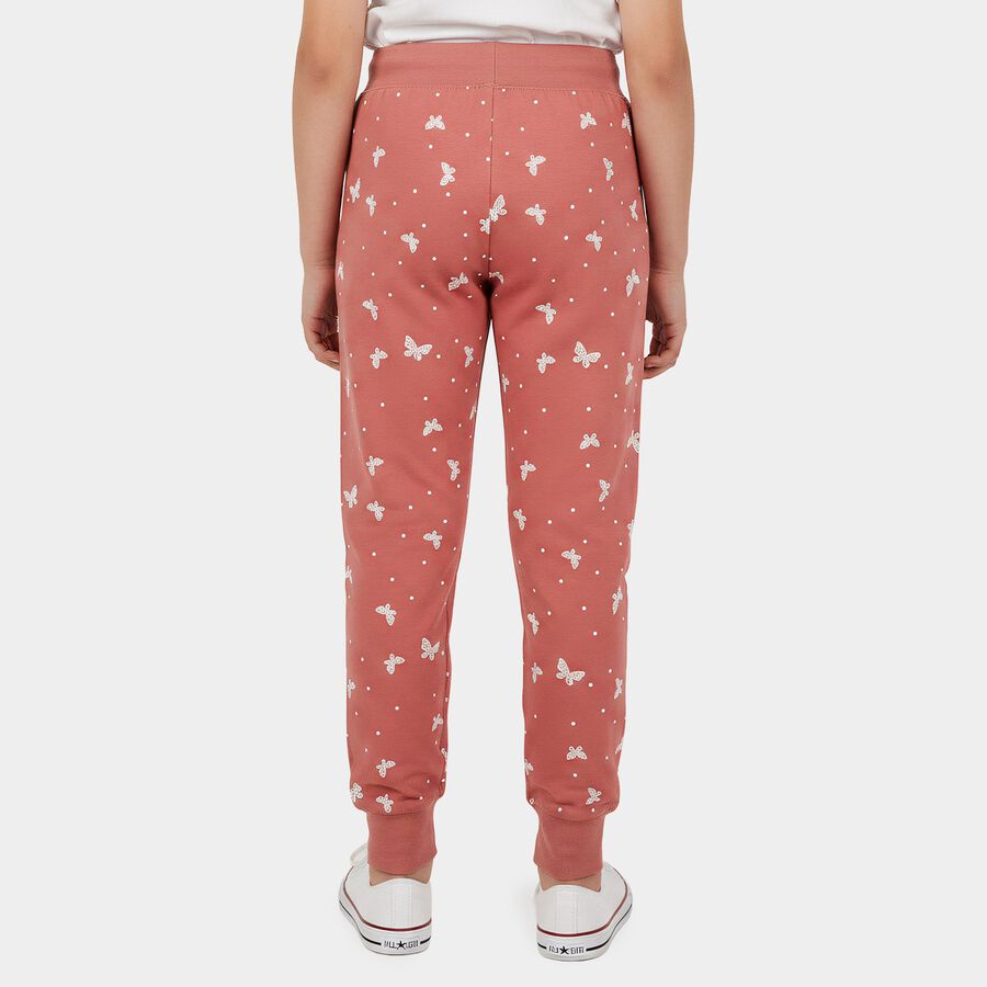 Girls Pink Regular Fit Solid Pyjama, हल्का गुलाबी, large
