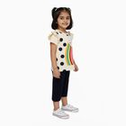 Girls Cream Cotton Rainbow Graphic Top and Navy Blue Capri Set, Off White, small image number null
