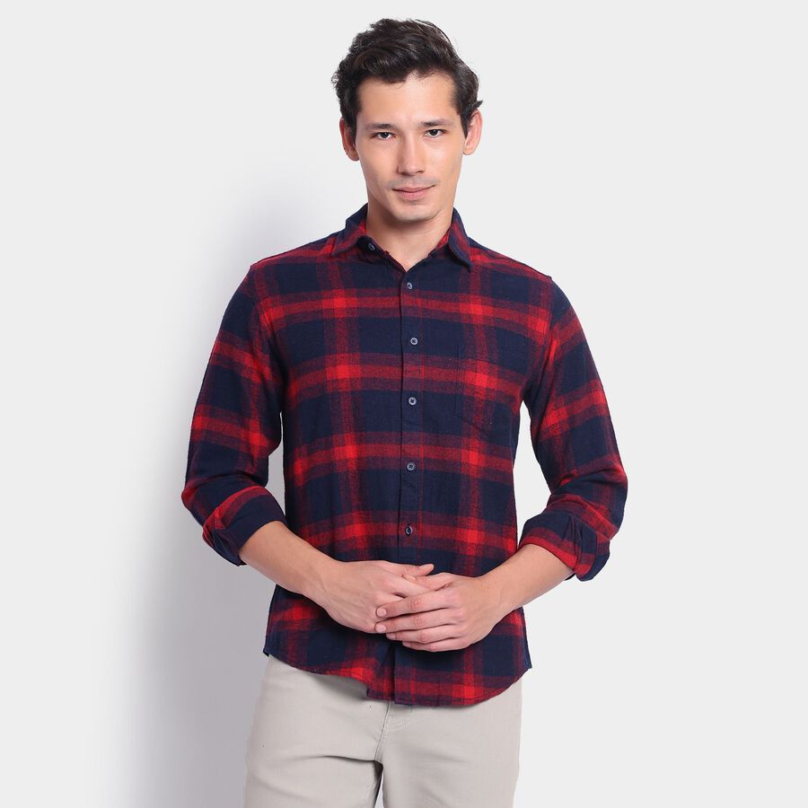 Men's 100% Cotton Casual Shirt, Navy Blue, large image number null