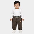Infants' Grey Jogger Fit Embroidered Trousers, गहरा ग्रे, small
