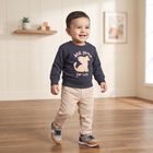 Infants' Navy Blue Round Neck Pullover Sweatshirt, Navy Blue, small