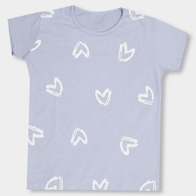 Boys' Light Blue Crew Neck Casual Printed T-Shirt
