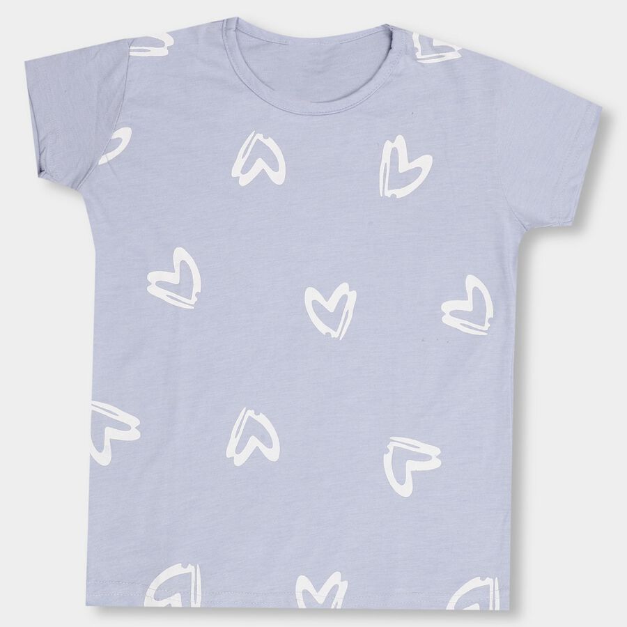 Boys' Light Blue Crew Neck Casual Printed T-Shirt, Light Blue, large image number null