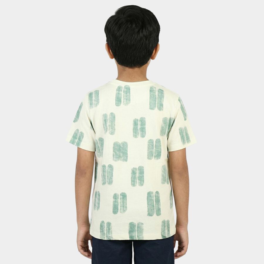 Boys Green Cotton Round Neck Casual Boys T-Shirt, हल्का हरा, large