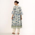 Women's Soft Ivory Cotton V-Neck Floral Printed Kurta, Light Blue, small image number null