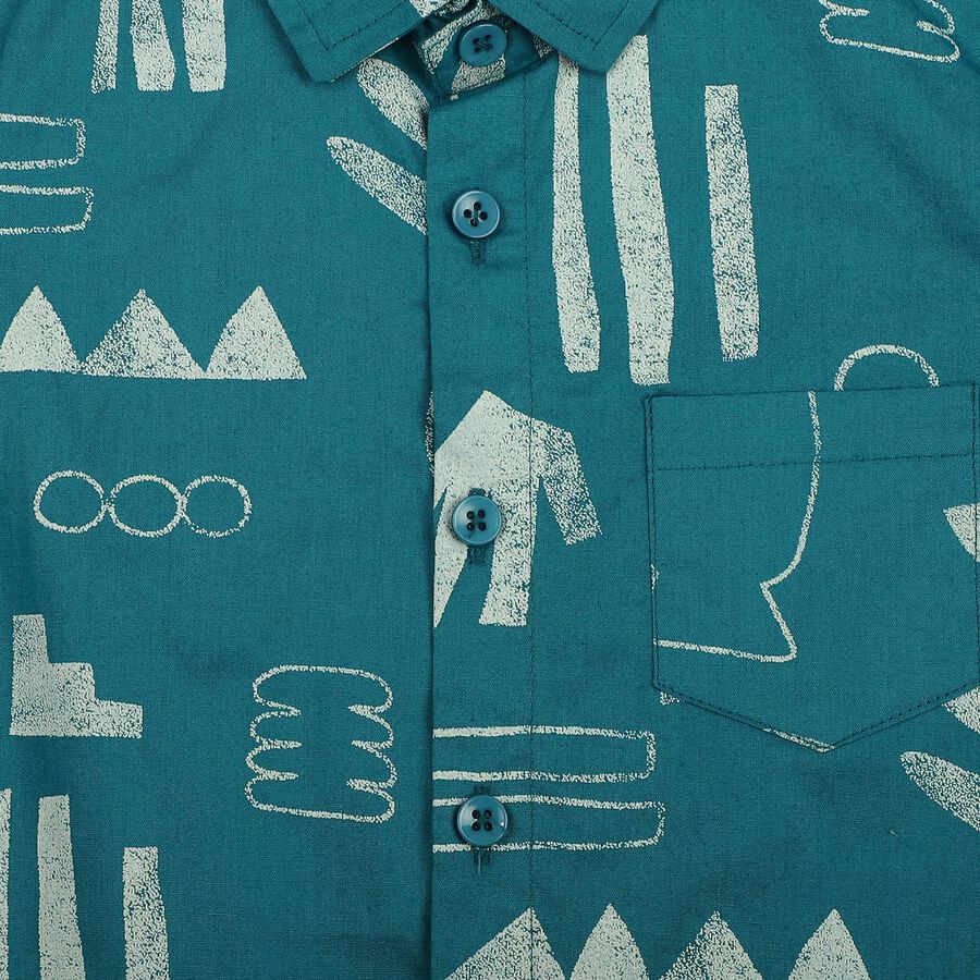 Boys' Casual Shirt, मध्यम नीला, large