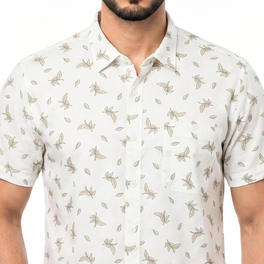 Men's Light Green Cotton Spread Collar Regular Fit Casual Shirt, Light Green, large