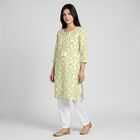 Women's Green Keyhole Neck Printed Straight Kurta, हल्का हरा, small