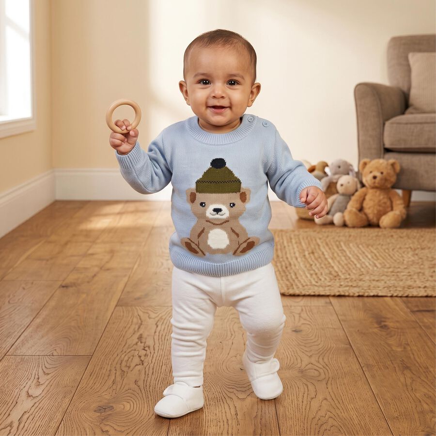 Infants' Light Blue Crew Neck Pullover, Light Blue, large