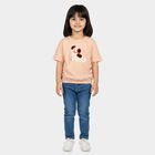Girls Light Pink Cotton Round Neck Regular T-Shirt, Light Pink, small