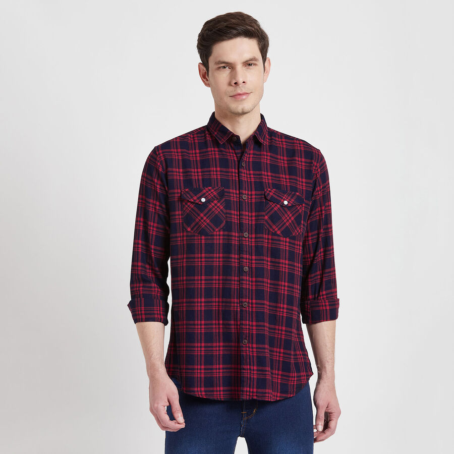 Cotton Checks Casual Shirt, Red, large image number null