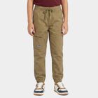 Boys' Olive Green Regular Fit Cargo Jogger Trousers, ओलिव, small