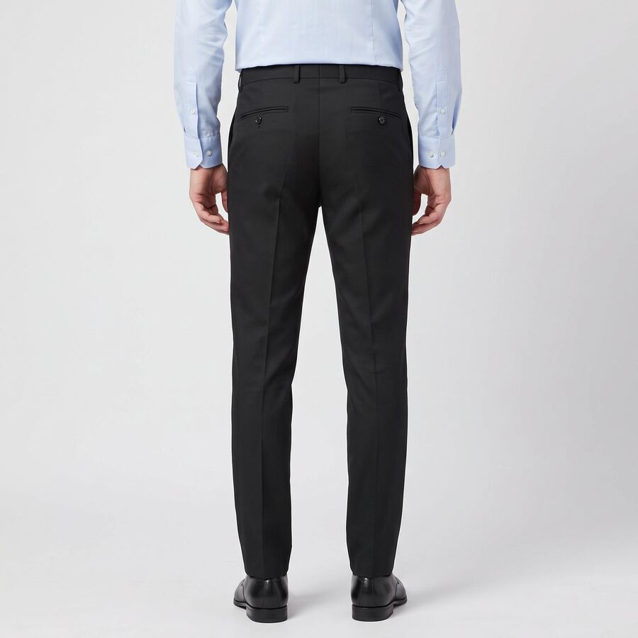 Men's Black Slim Fit Flat-Front Formal Trousers, Black, large