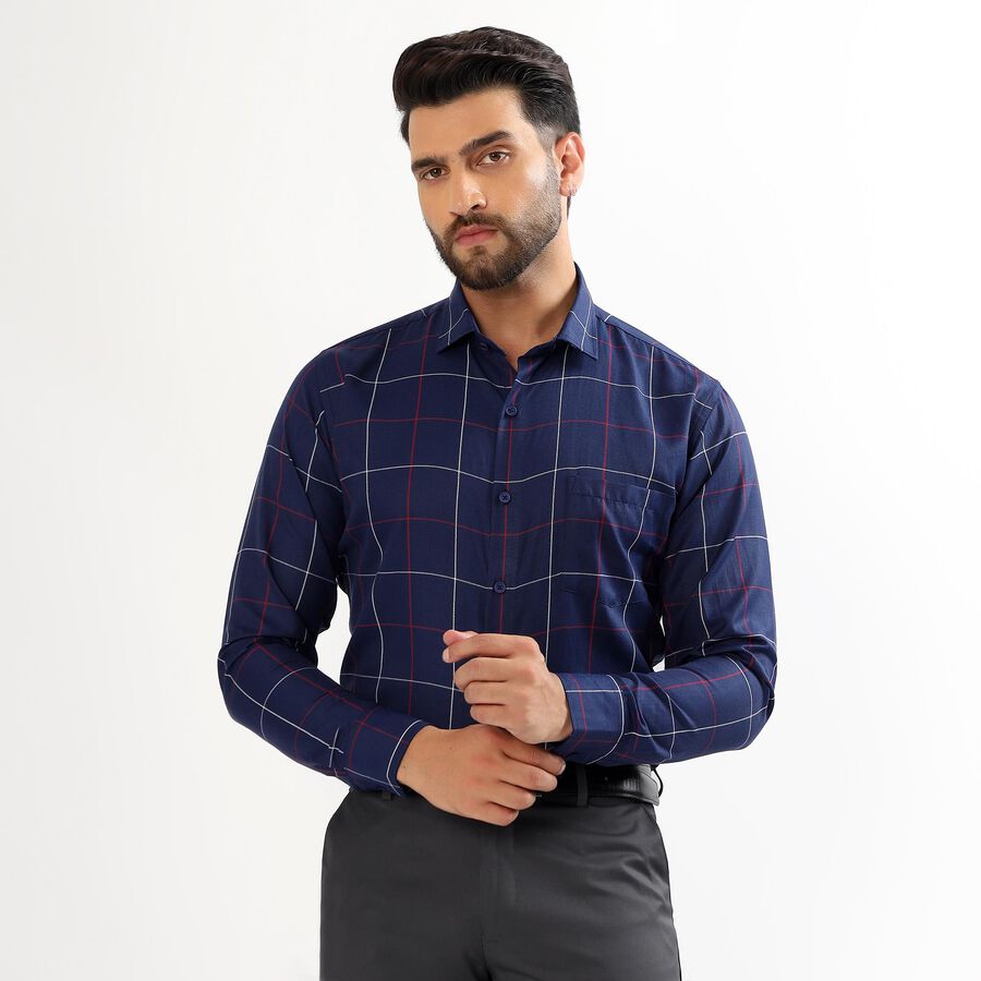 Men's Deep Midnight Navy Blue Full Sleeve Classic Formal Shirt, Navy Blue, large image number null