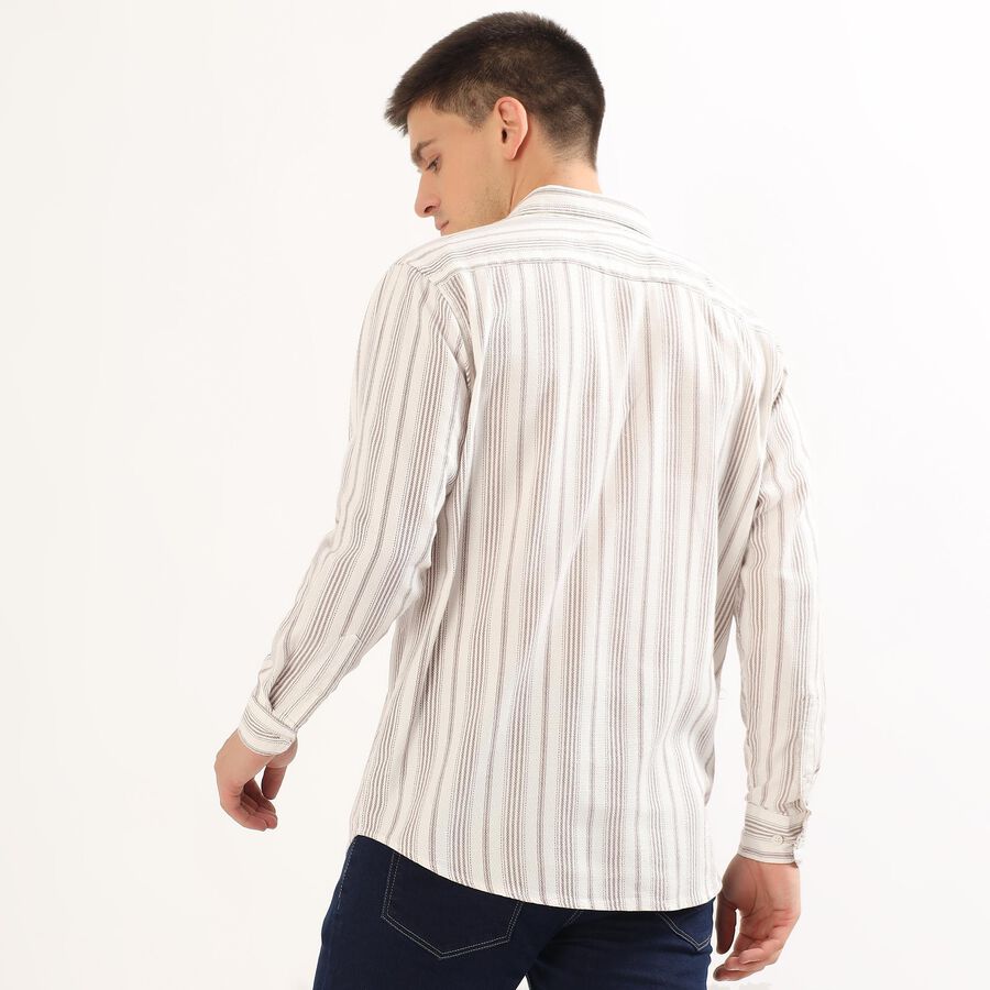 Men's Off White Cotton Classic Casual Shirt, रस्ट, large image number null
