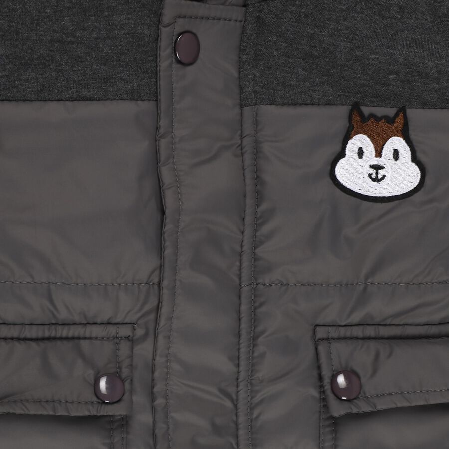 Infants Charcoal Grey Hooded Casual Jacket, चारकोल, large image number null