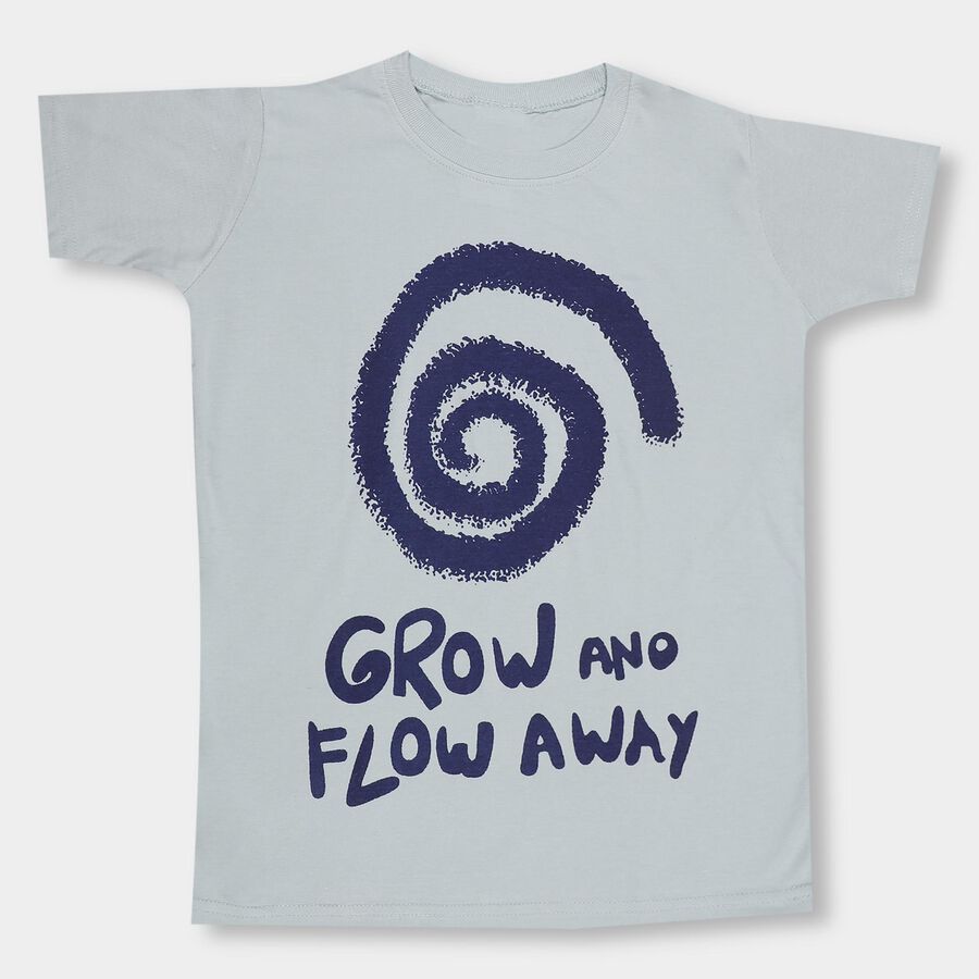 Boys' Light Blue Round Neck Casual T-Shirt, Light Blue, large image number null