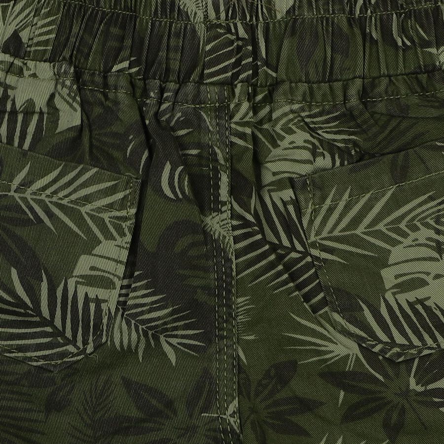 Boys' Olive Green Regular Fit Cargo Printed Bermuda Shorts, ओलिव, large