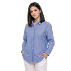 Women's Blue 100% Cotton Long Sleeve Collared Regular Fit Shirt, Light Blue, small