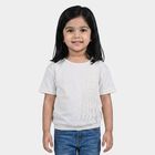 Girls White Cotton Round Neck Regular T-Shirt, सफ़ेद, small
