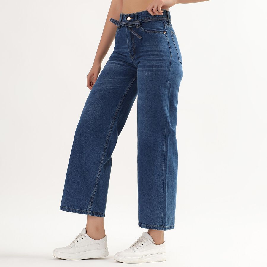 Ladies' 100% Cotton High Rise Jeans, Light Blue, large image number null