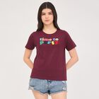 Women's Deep Maroon Cotton Round Neck T-Shirt, Wine, small image number null