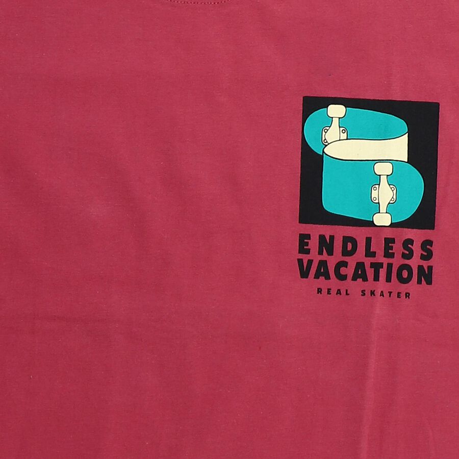 Boys Pink Cotton Round Neck Casual T-Shirt, Pink, large