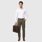 Men's Olive Green Slim Fit Chino Trousers, ओलिव, small