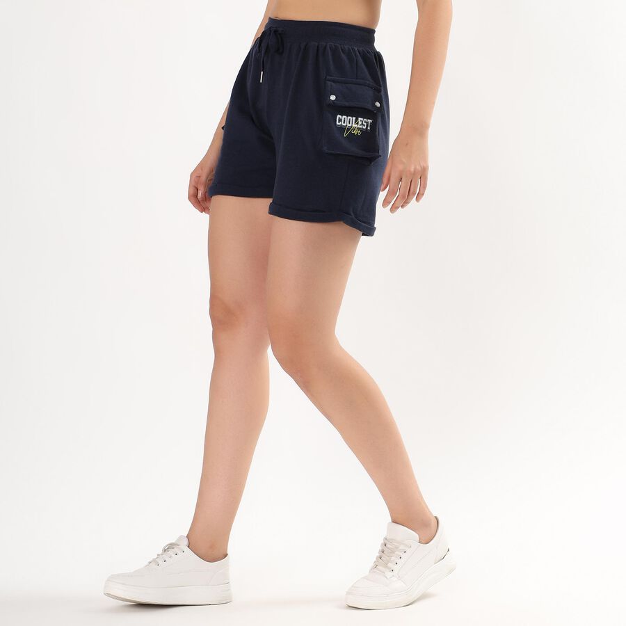 Women's Navy Blue Cargo Shorts, Navy Blue, large image number null