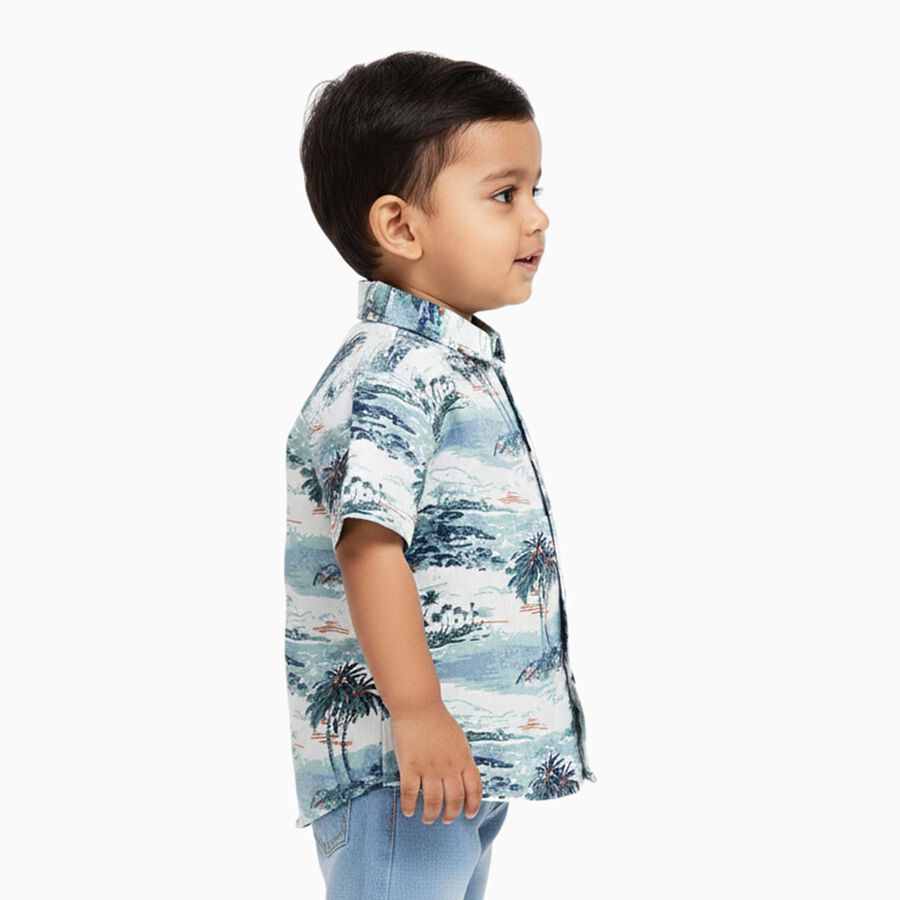 Infants White Cotton Half Sleeve Classic Casual Shirt, सफ़ेद, large