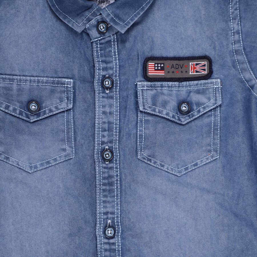 Boys' Casual Shirt, मध्यम नीला, large image number null
