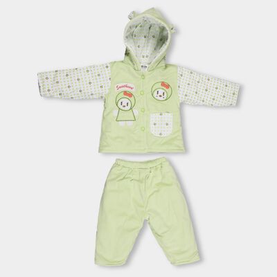 Infants Light Sage Green Hooded Casual Style Jump Suit