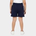 Girls' Navy Blue Scalloped Hem Cotton Blend Shorts, Navy Blue, small