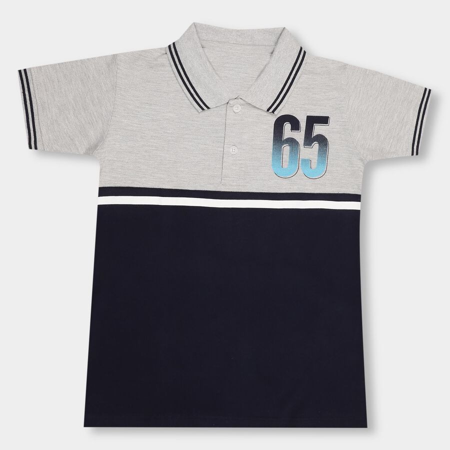 Boys' Half Sleeves T-Shirt, Melange Light Grey, large image number null
