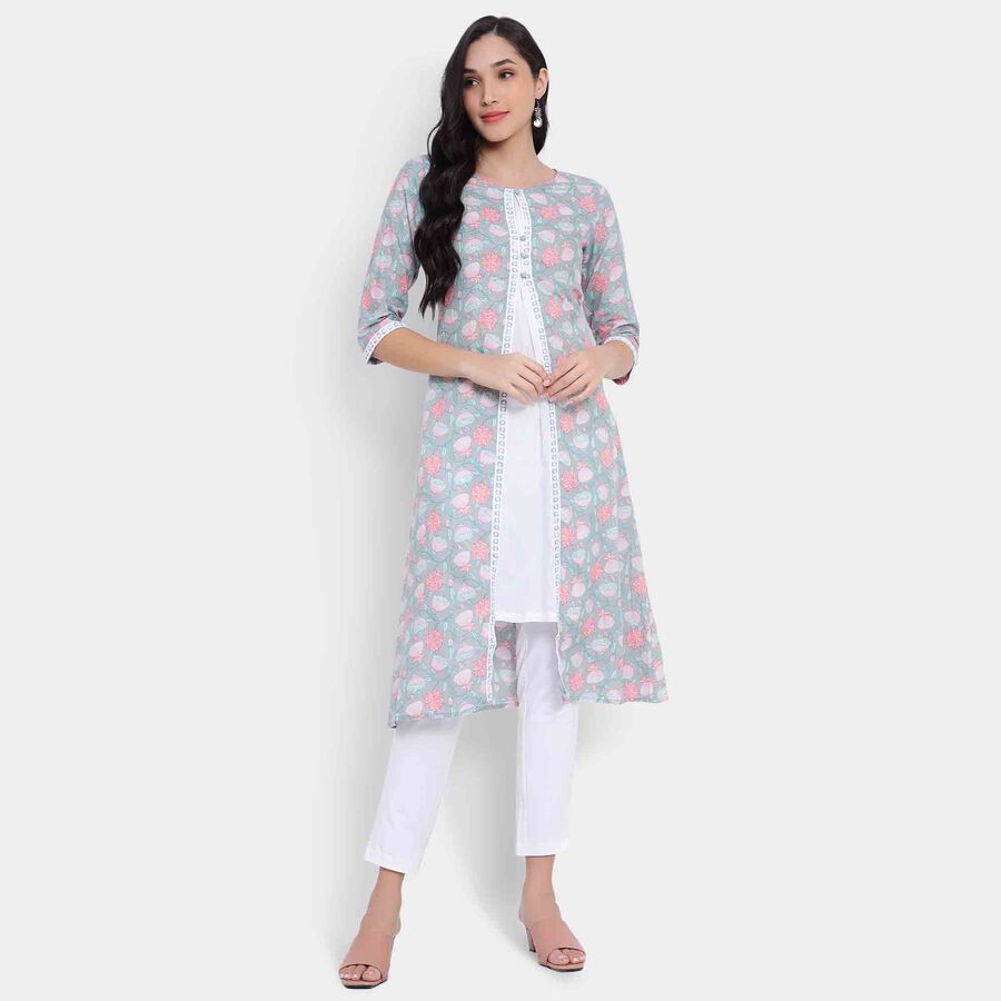 All Over Print Kurta, Light Grey, large image number null