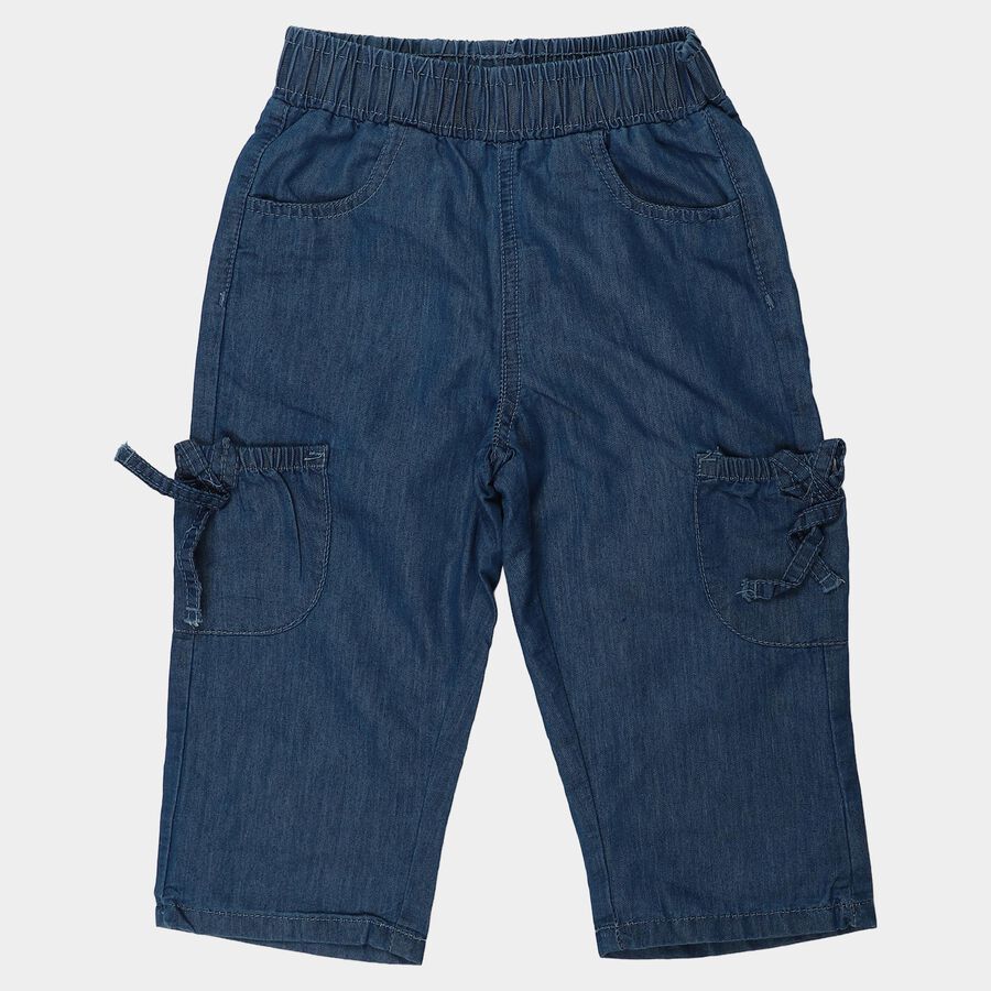 Girls' Light Blue Relaxed Fit Cargo Jeans, हल्का नीला, large