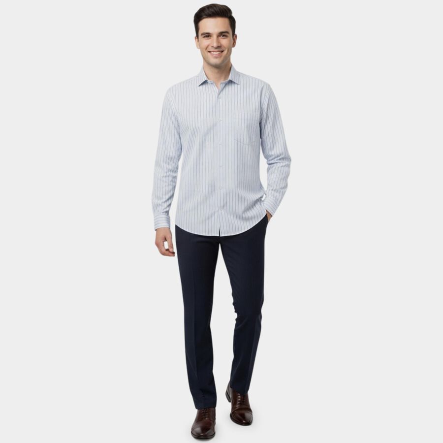 Men's Midnight Blue Spread Collar Formal Shirt, Mid Blue, large