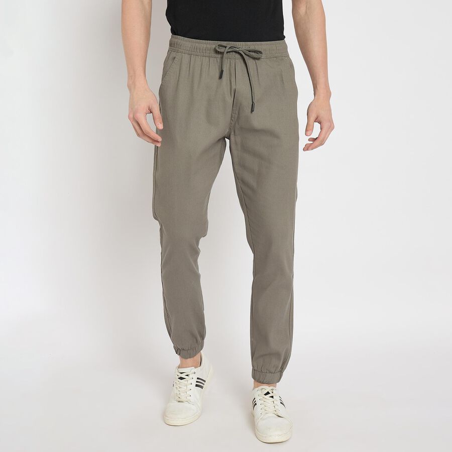 Men's 100% Cotton Slim Fit Casual Trousers , Light Grey, large image number null