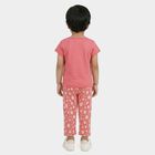 Girls Pink Round Neck Casual Top and Capri Set, गुलाबी, small