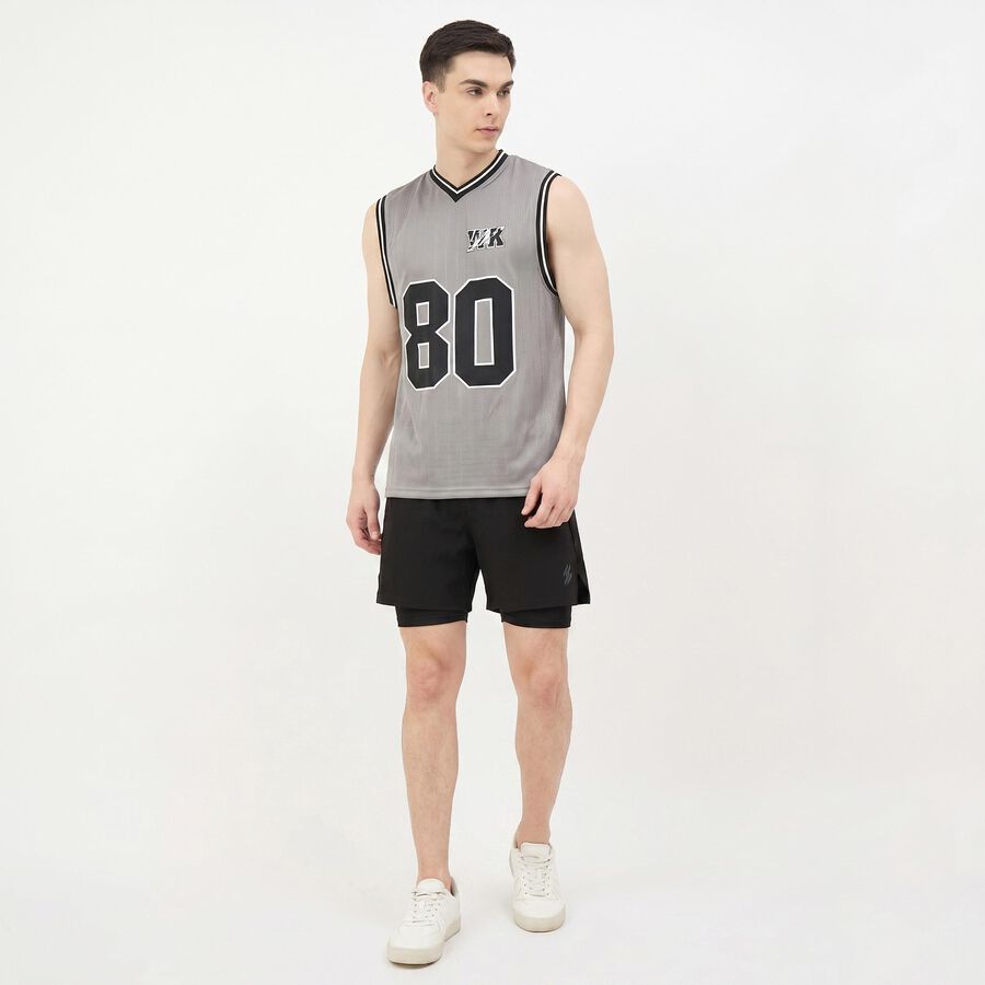 Men's Black Regular Fit Sports Shorts, काला, large