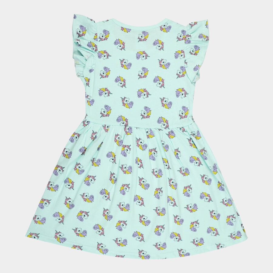 Girls Cotton Frock, Aqua, large image number null