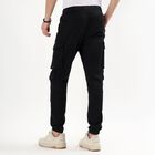 Men's Jet Black Slim Fit Cargo Joggers, काला, small image number null