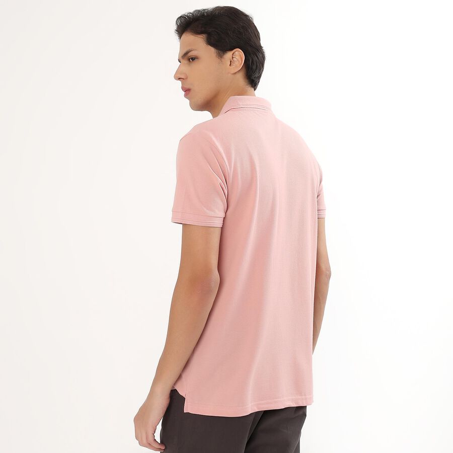Men's Light Pink Polo Collar Casual T-Shirt, Light Pink, large