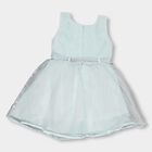 Girls' Light Aqua Sequin Bow Party Wear Frock, Light Blue, small