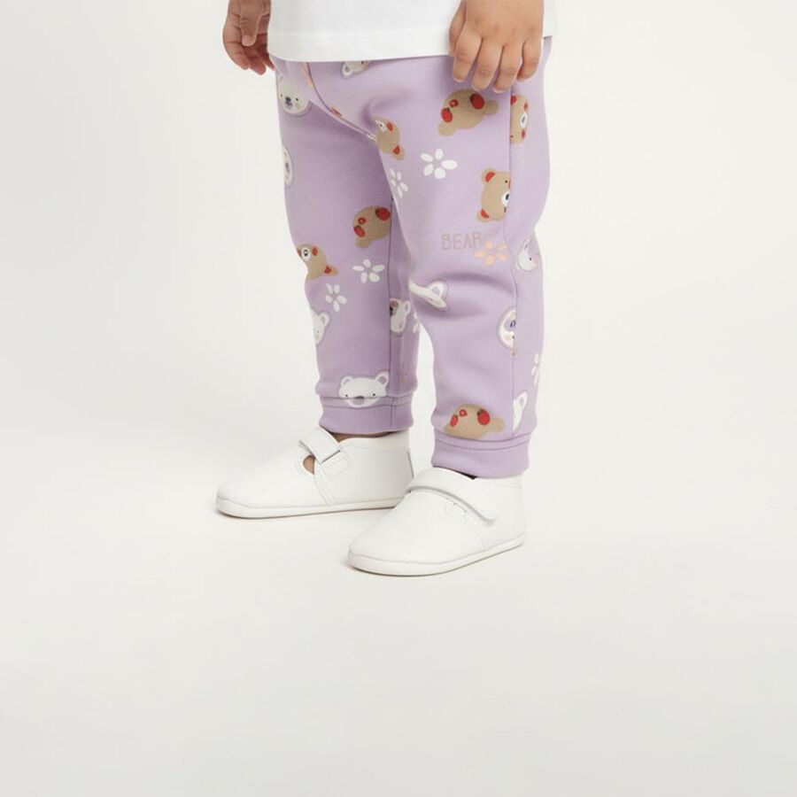 Infants Soft Cream White Elastic Waist Pyjama, Lilac, large image number null