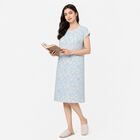 Women's Light Blue Round Neck T-Shirt Style Nighty, हल्का नीला, small